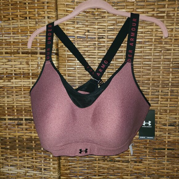 NWT Under Armour Fitted Bra UA Infinity High Support 1X Pink Black No Wire - Picture 1 of 6